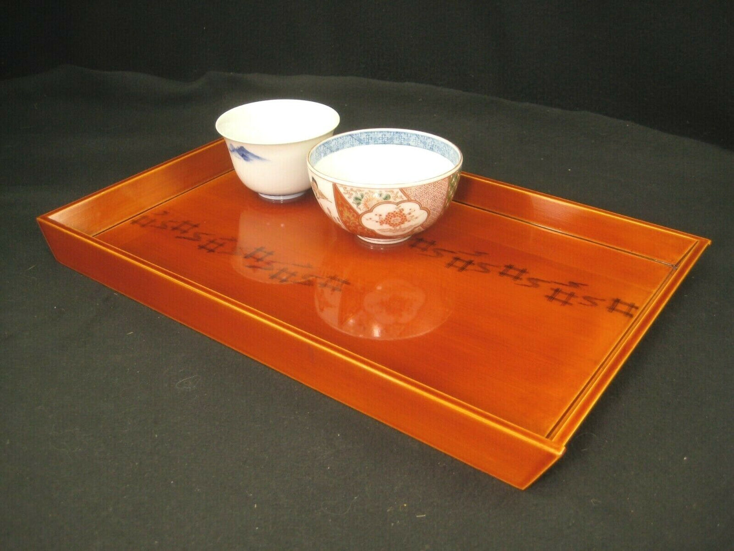 Vintage Japanese Hand Crafted Wood Hida Shunkei Lacquer Obon Serving Tray