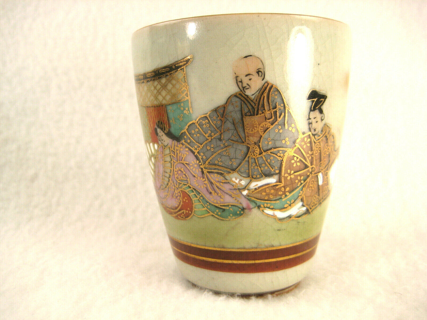 Vintage Japanese Cup Guinomi Sake Kutani Wear Heikei Monogatari Taira Clan