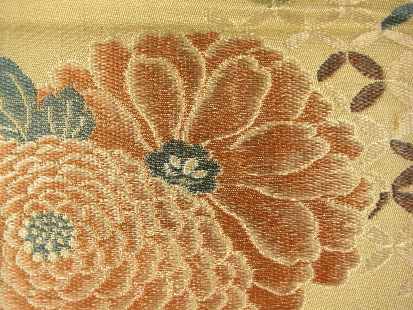 Japanese Cream Color Obi Sash For Kimono Belt Chrysanthemum Kiku Flowers