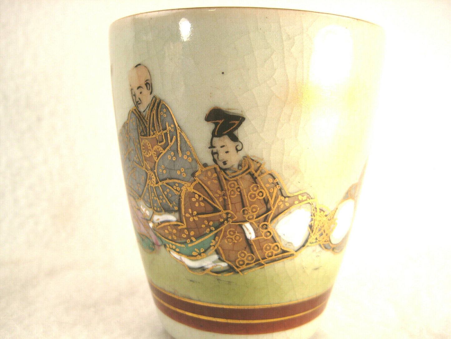 Vintage Japanese Cup Guinomi Sake Kutani Wear Heikei Monogatari Taira Clan