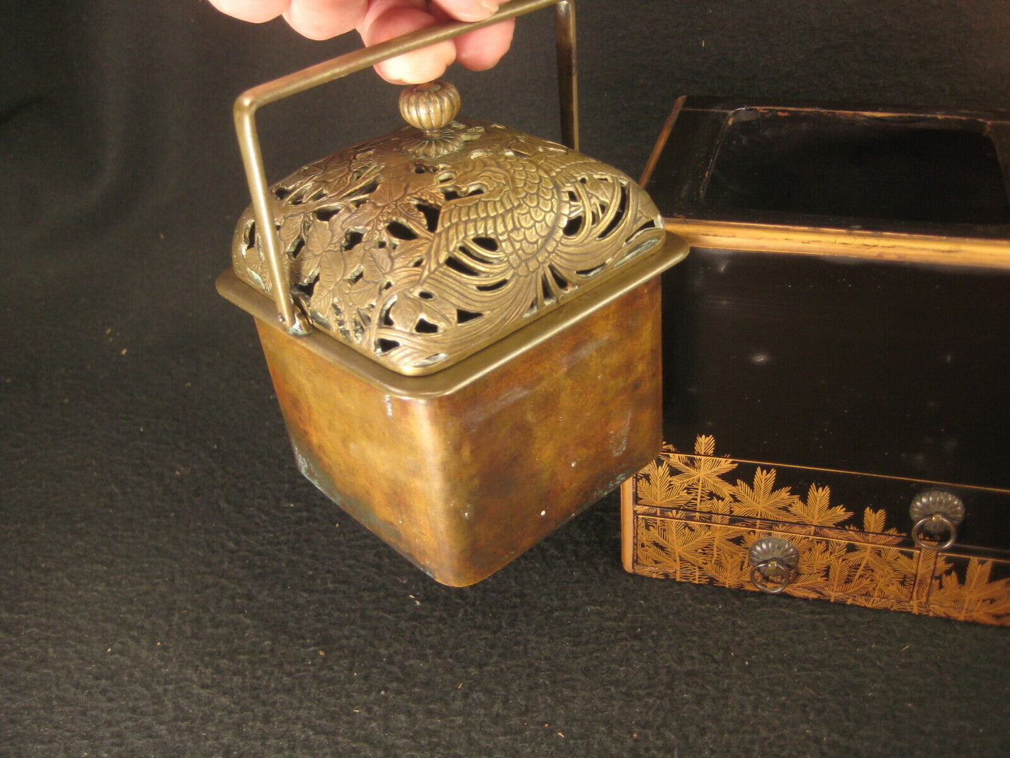 Antique Japanese C.1820 Edo Era Tabakobon  3 Drawer  Teaburi Smokers Tansu