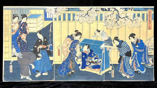 Original Japanese Woodblock Print: By Toyokuni III 1853 Tales Of Genji