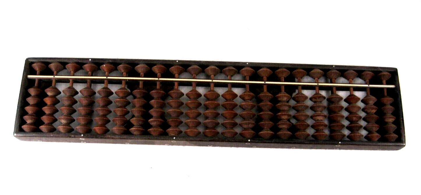 Antique Japanese Abacus Professional 126 Wooden Bead 21 Decimal Soroban 12"