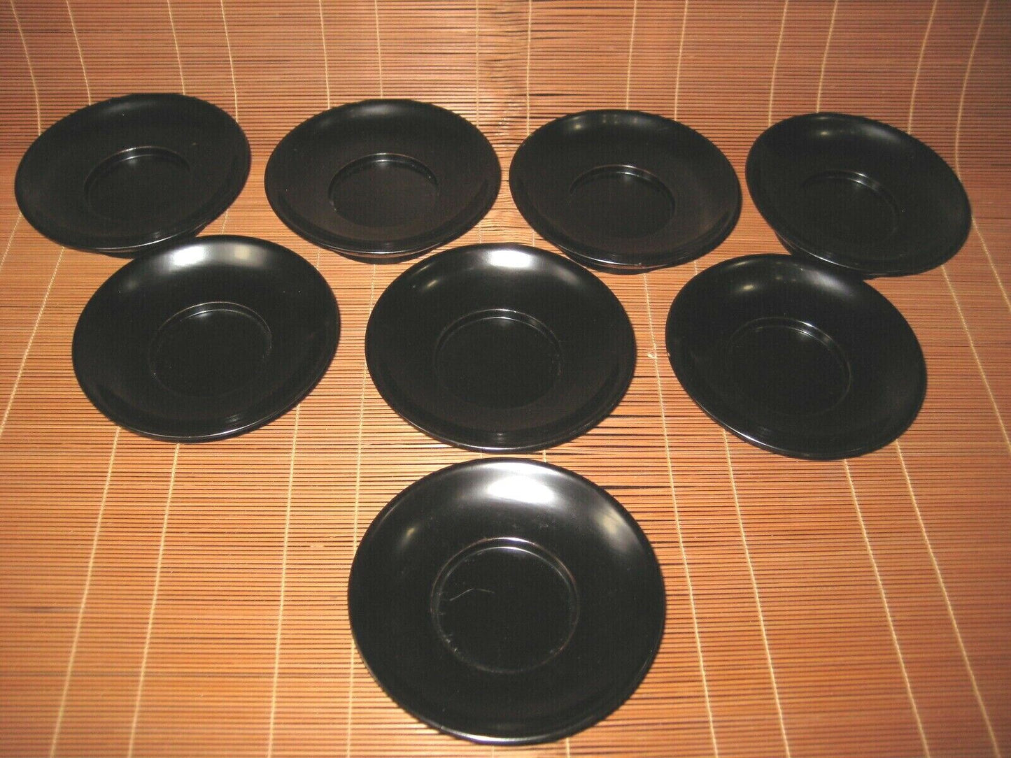 Vintage Japanese Early Showa Tea Chataku Black Lacquer Sencha Plate Coaster