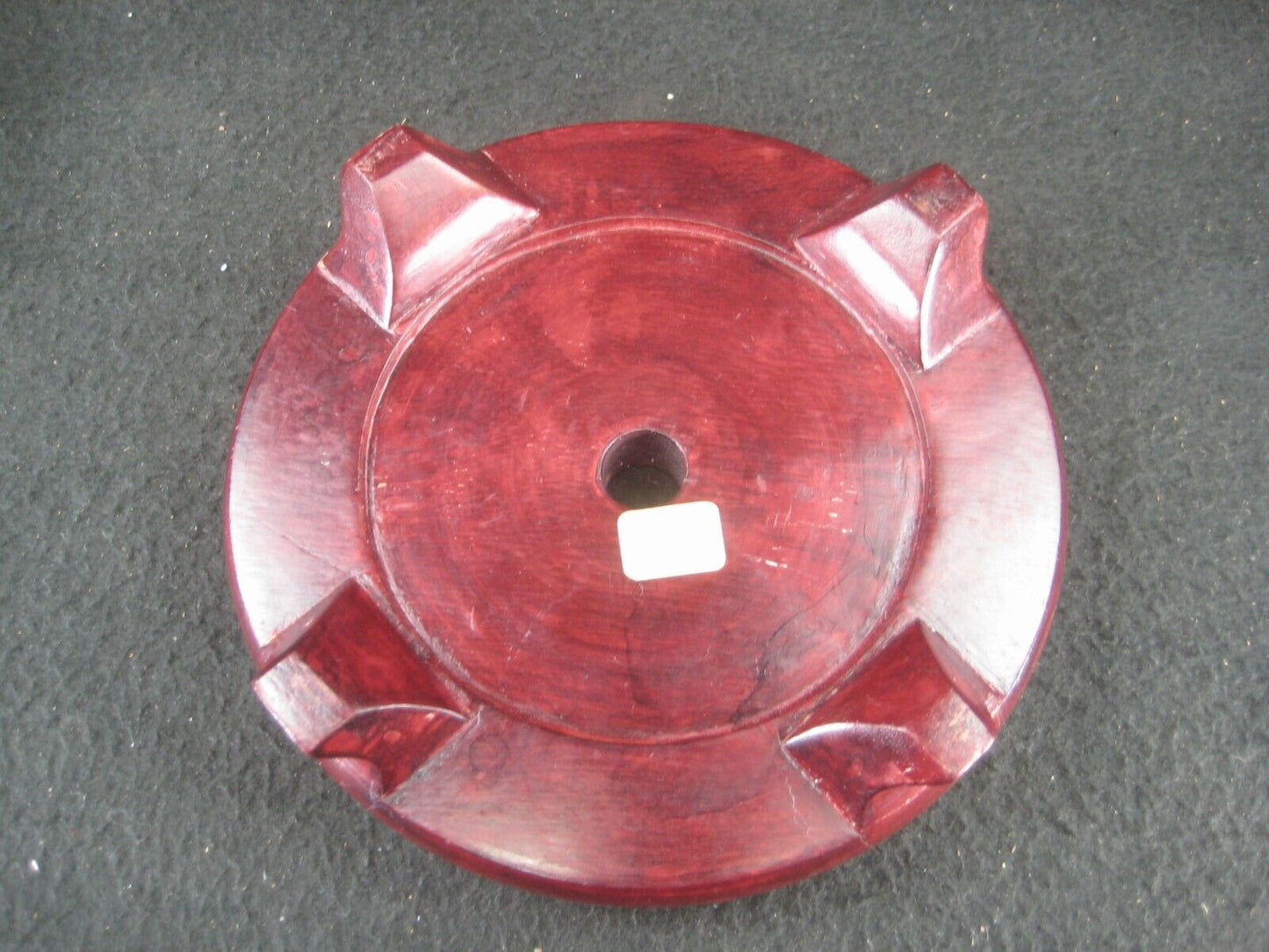 Vintage / Antique Red Stained Chinese Vase Bowl Stand Pedestal Display 5"