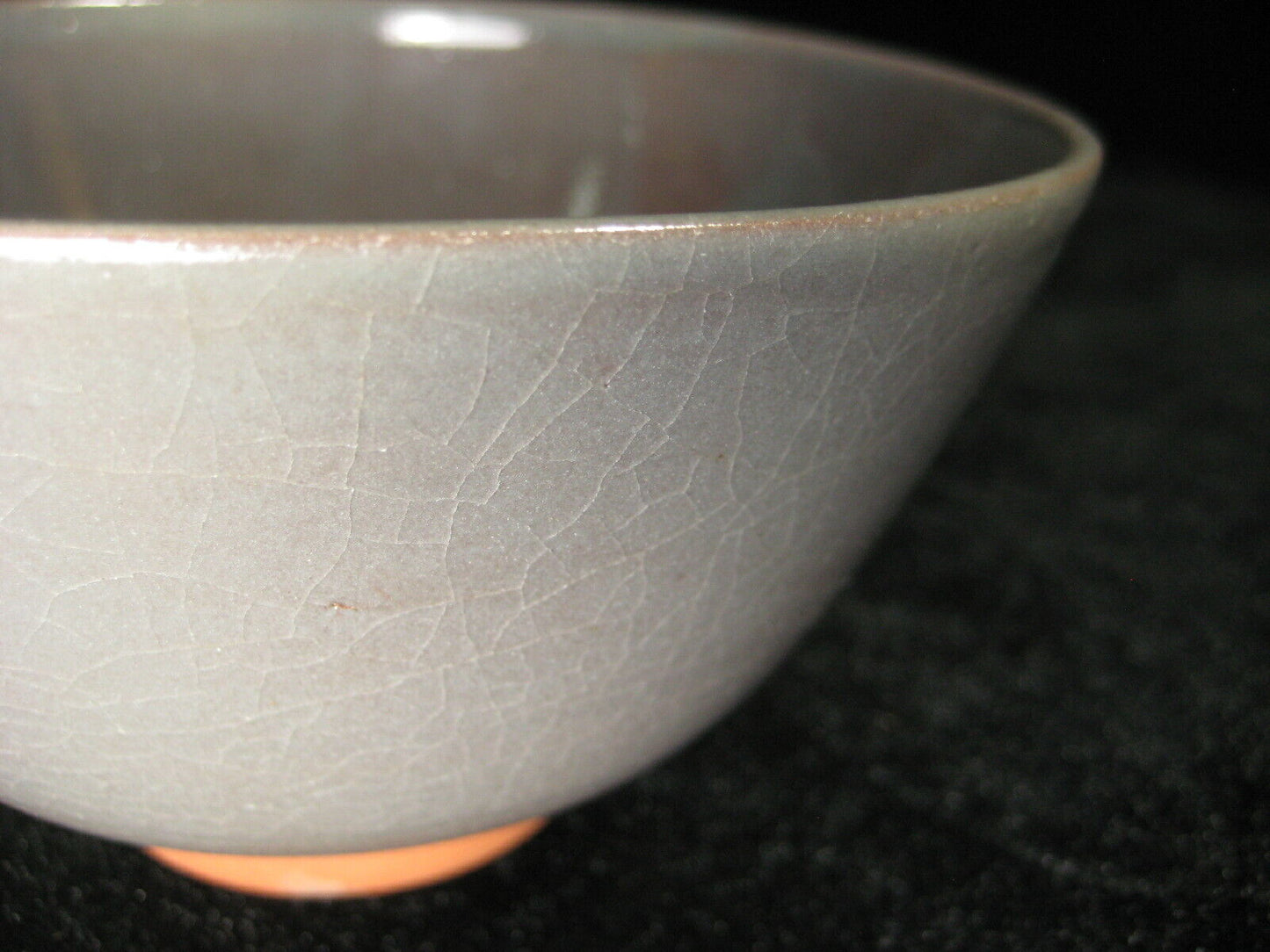 Vintage Japanese Tea Ceremony Ceramic Chawan Bowl Blue-Gray Crackle Glaze 5"