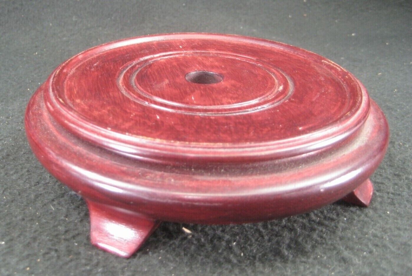 Vintage / Antique Red Stained Chinese Vase Bowl Stand Pedestal Display 5"