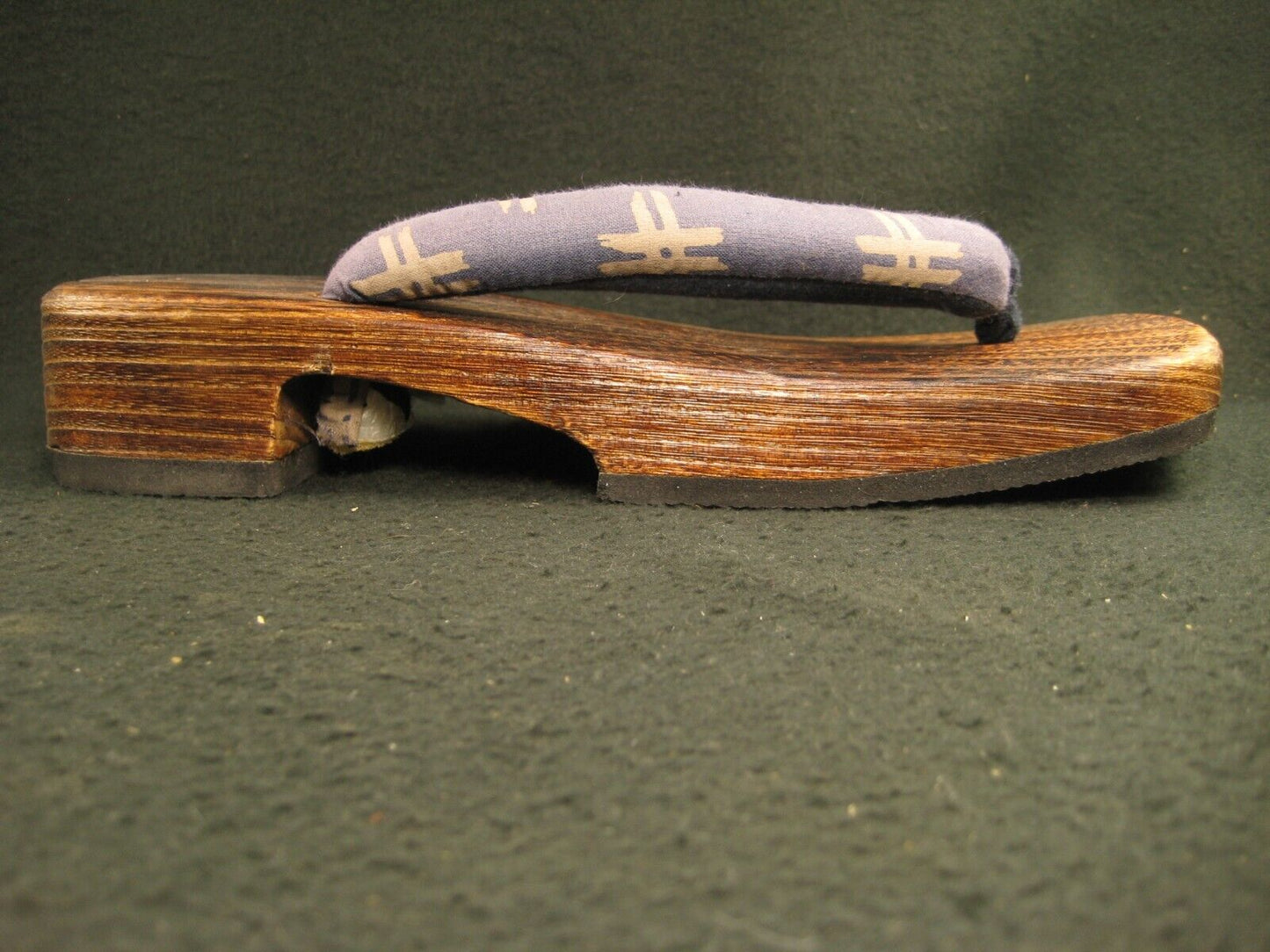 Antique Kiri Wood Geta W/ Hard Rubber Sole & Padded Cotton Straps