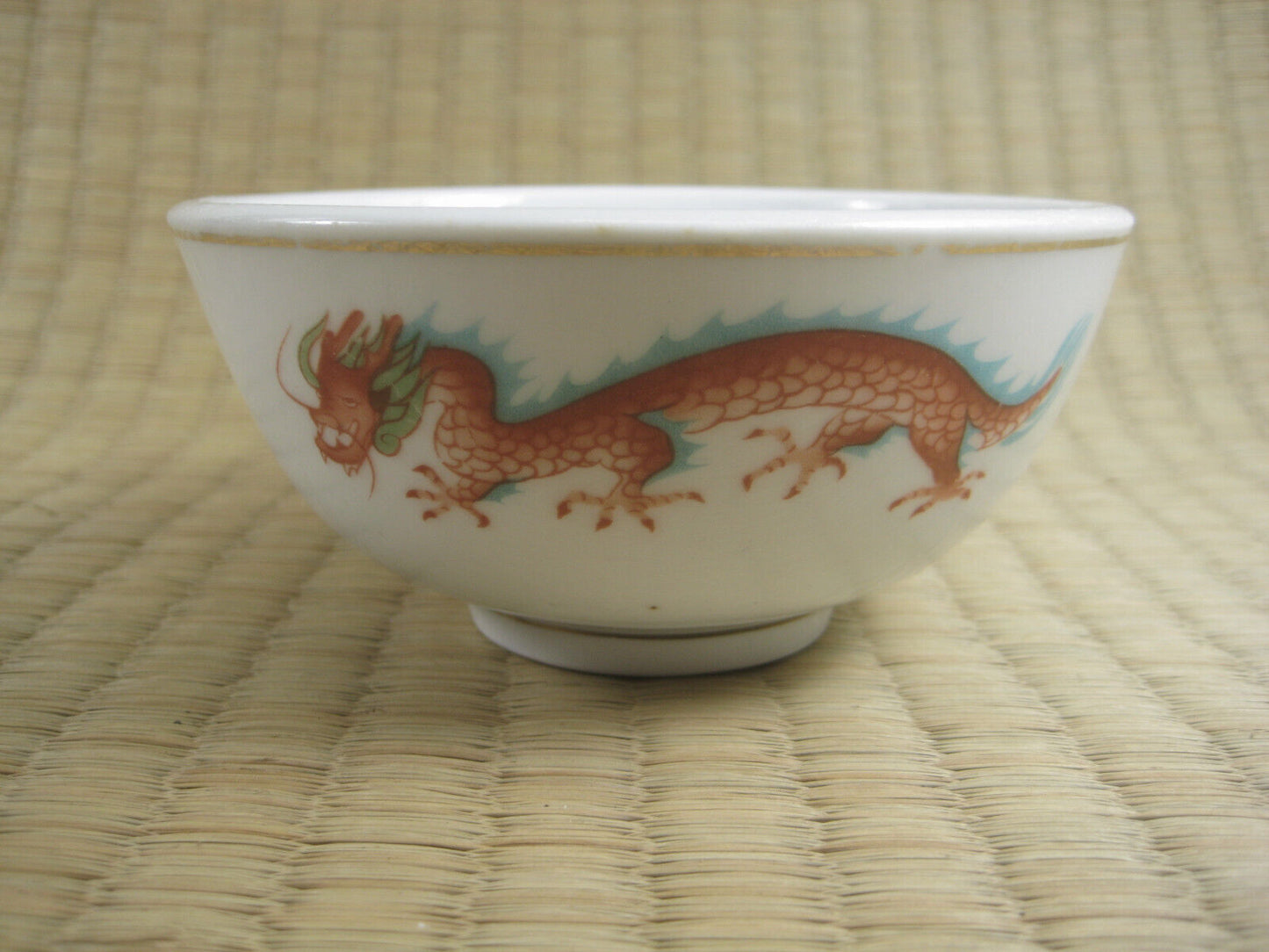 Vintage Chinese Resturaunt Soup Bowls With Red Dragon And Made In China Stamp