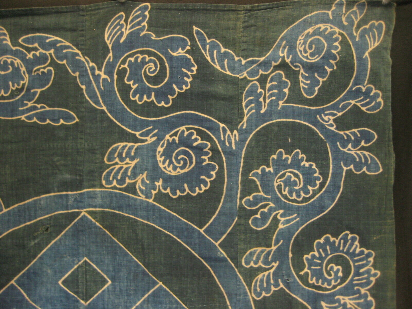 Antique Japanese C. 1800 Signed Boro Indigo Dyed Tsutsugaki Hand Woven Cotton