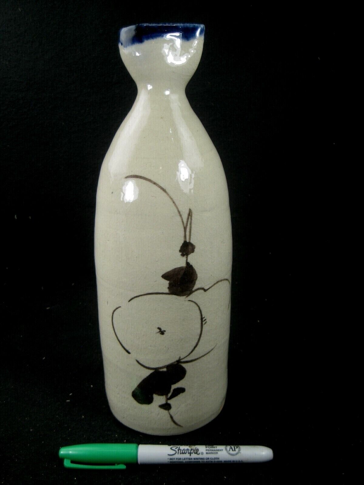 Antique Japanese Late Meiji Era (C.1900) Ceramic Tokkuri Sake Bottle / Vase