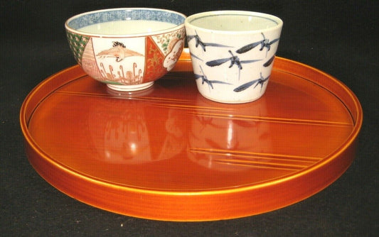Vintage Japanese Hand Crafted Wood Hida Shunkei Lacquer Tray Obon Ozen 10.5"