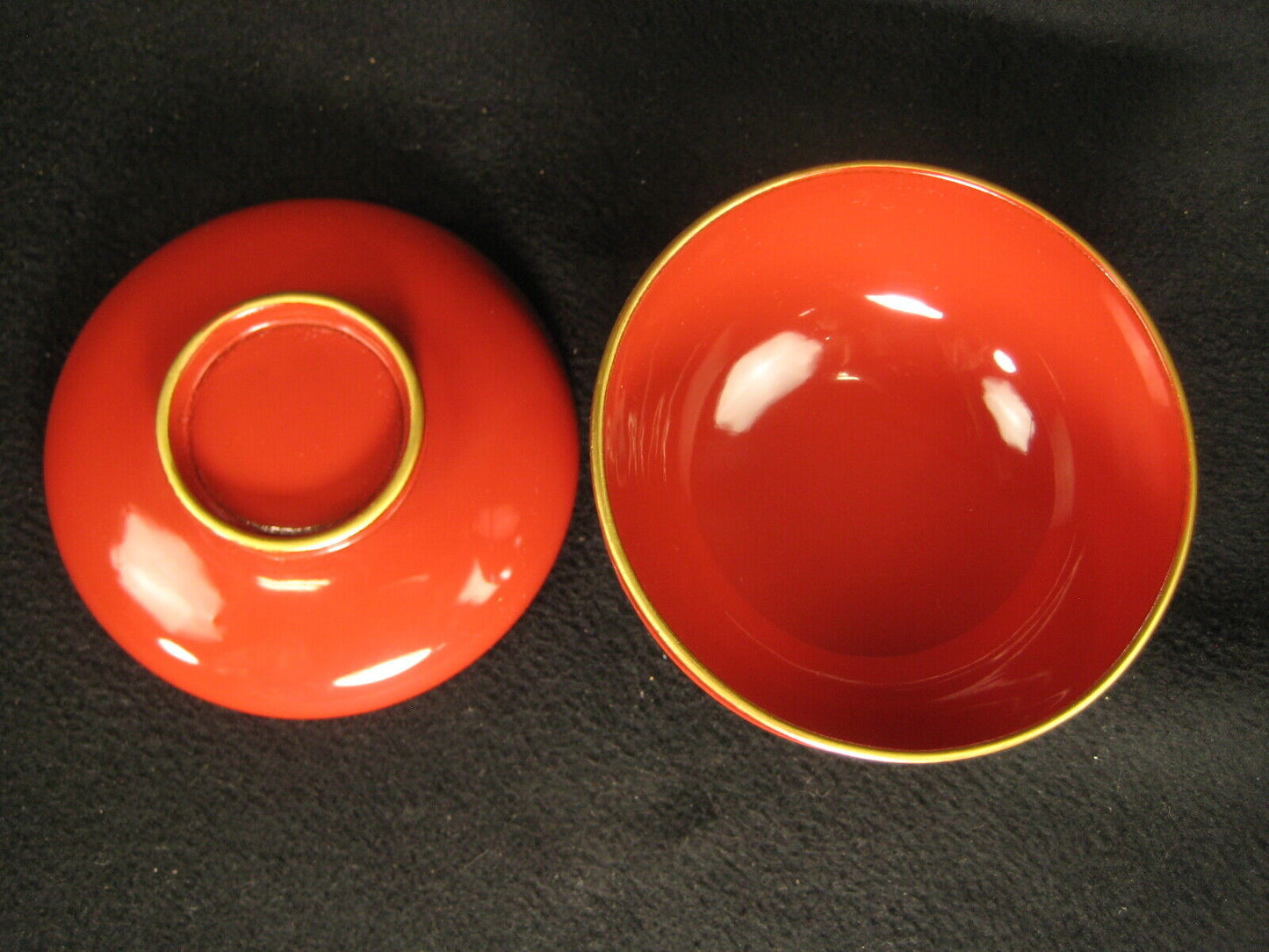 Antique Japanese Meiji Era (C.1880) Lacquer Wooden Lidded Soup / Rice Bowl