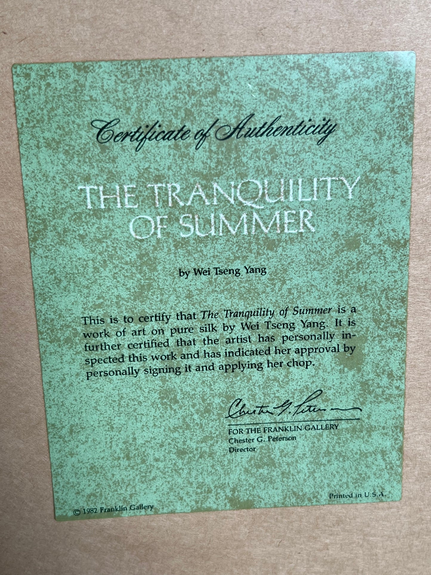 Wei Tseng Yang Framed Print "Tranquility of Summer" 17"x30"