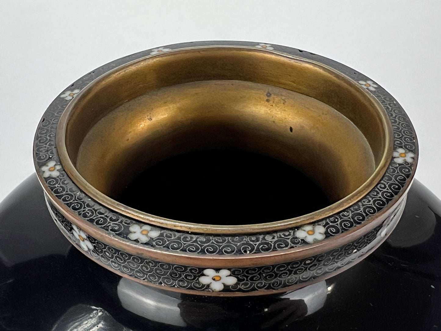 Antique Japanese Meiji Era (late 1800's) Silver Cloisonné Vase Maple & Sparrows 9.5”