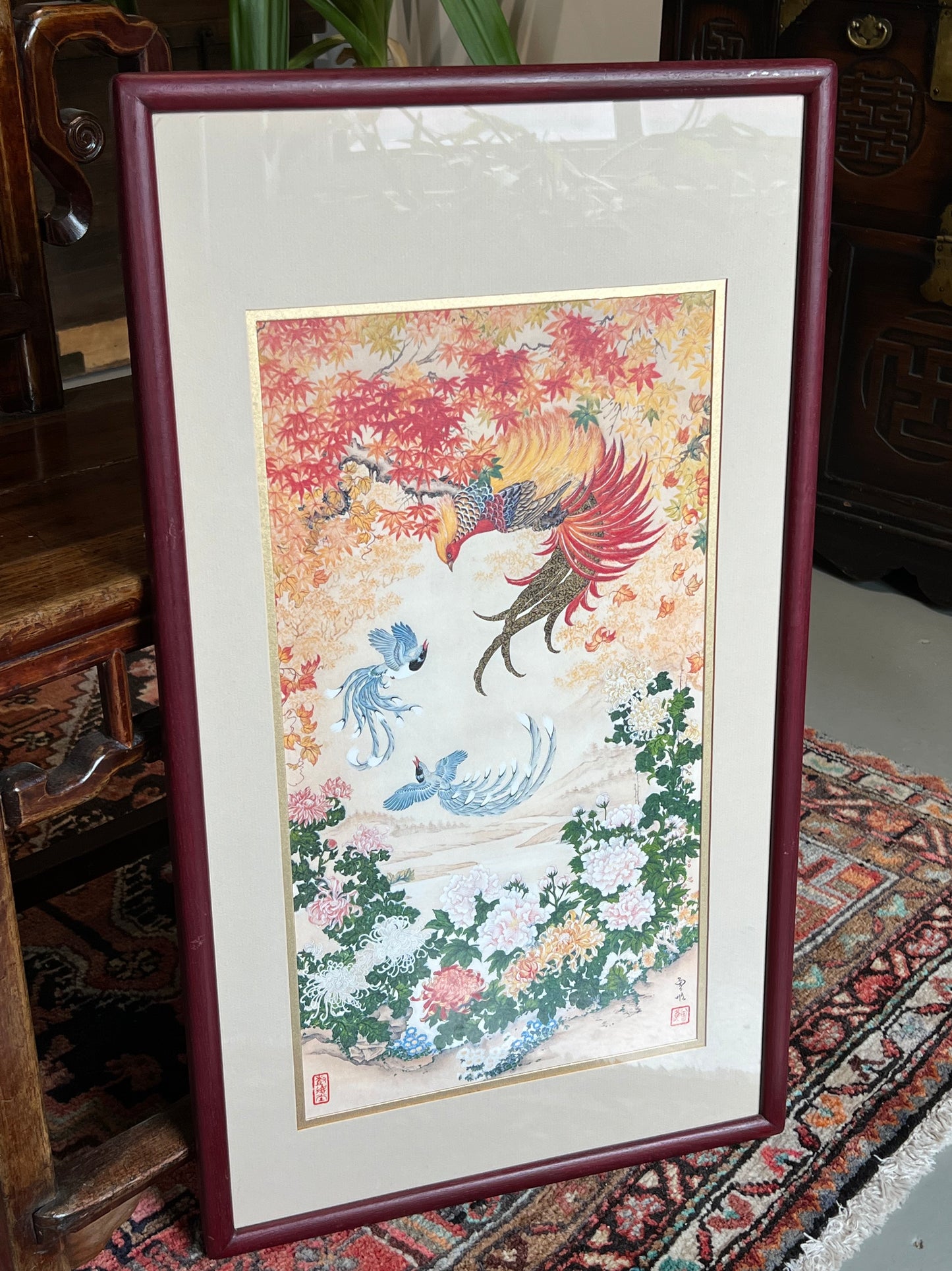 Wei Tseng Yang Framed Print "The Dance of Autumn" 17"x30"