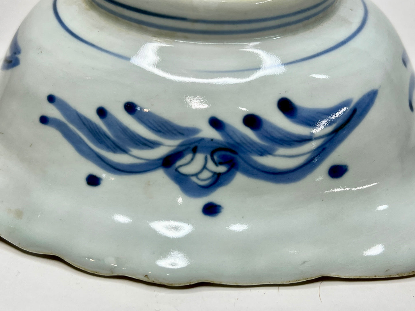 Antique Japanese Edo Era c1800's Imari Ceramic Bowl Koi Fish Cobalt Blue 8"