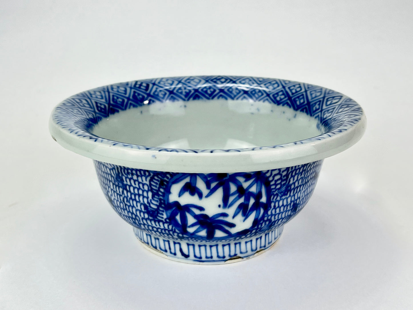 Antique Japanese Edo Era 1800's Imari Ceramic Bowl Cobalt Blue & White 7"