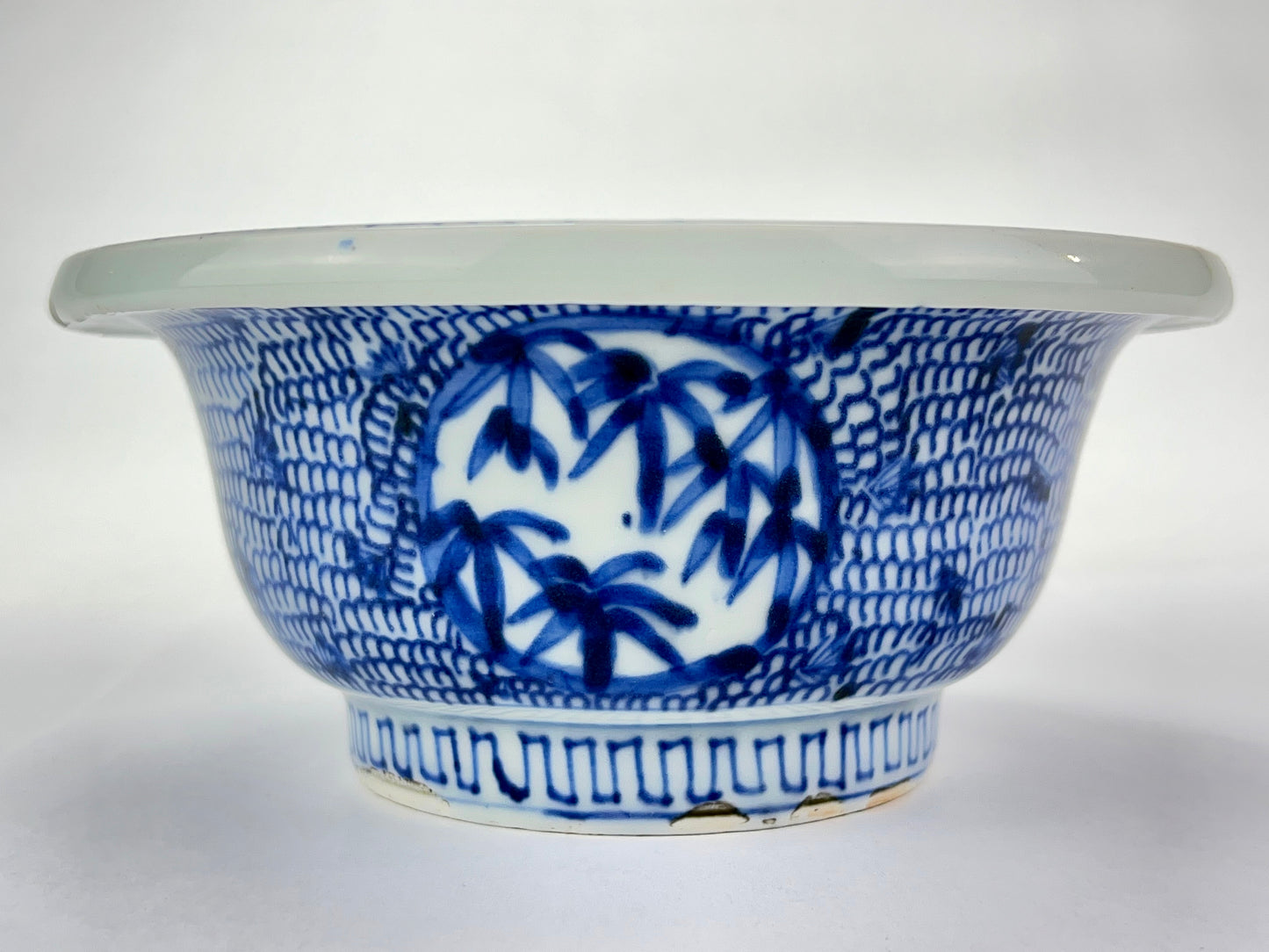 Antique Japanese Edo Era 1800's Imari Ceramic Bowl Cobalt Blue & White 7"