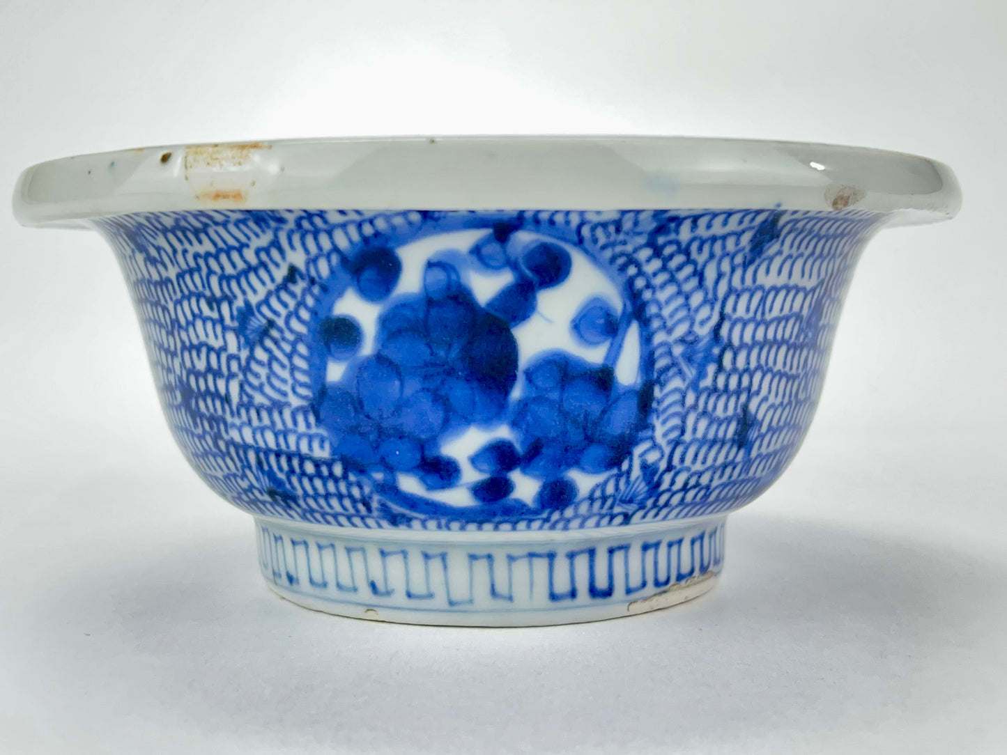 Antique Japanese Edo Era 1800's Imari Ceramic Bowl Cobalt Blue & White 7"