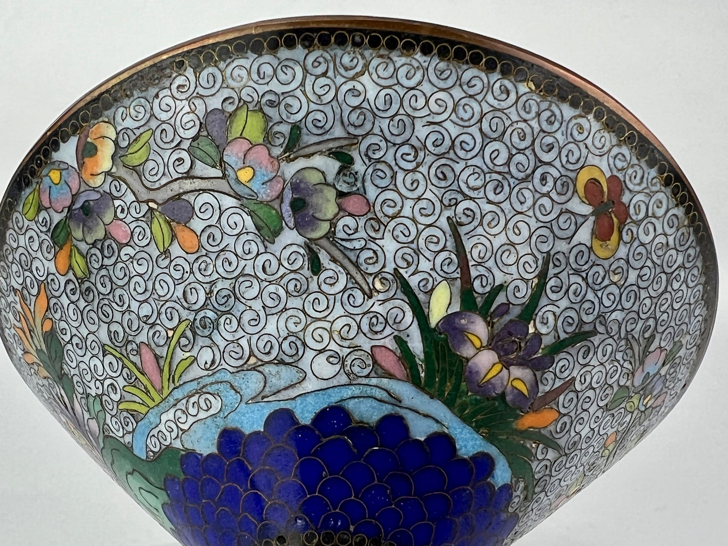 Antique Japanese Meiji Era (late 1800's) Cloisonné Koro Censer for Incense 4”