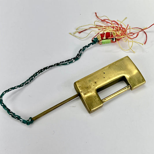 Vintage Chinese Traditional Cabinet or Chest Lock & Key Brass 2.75"
