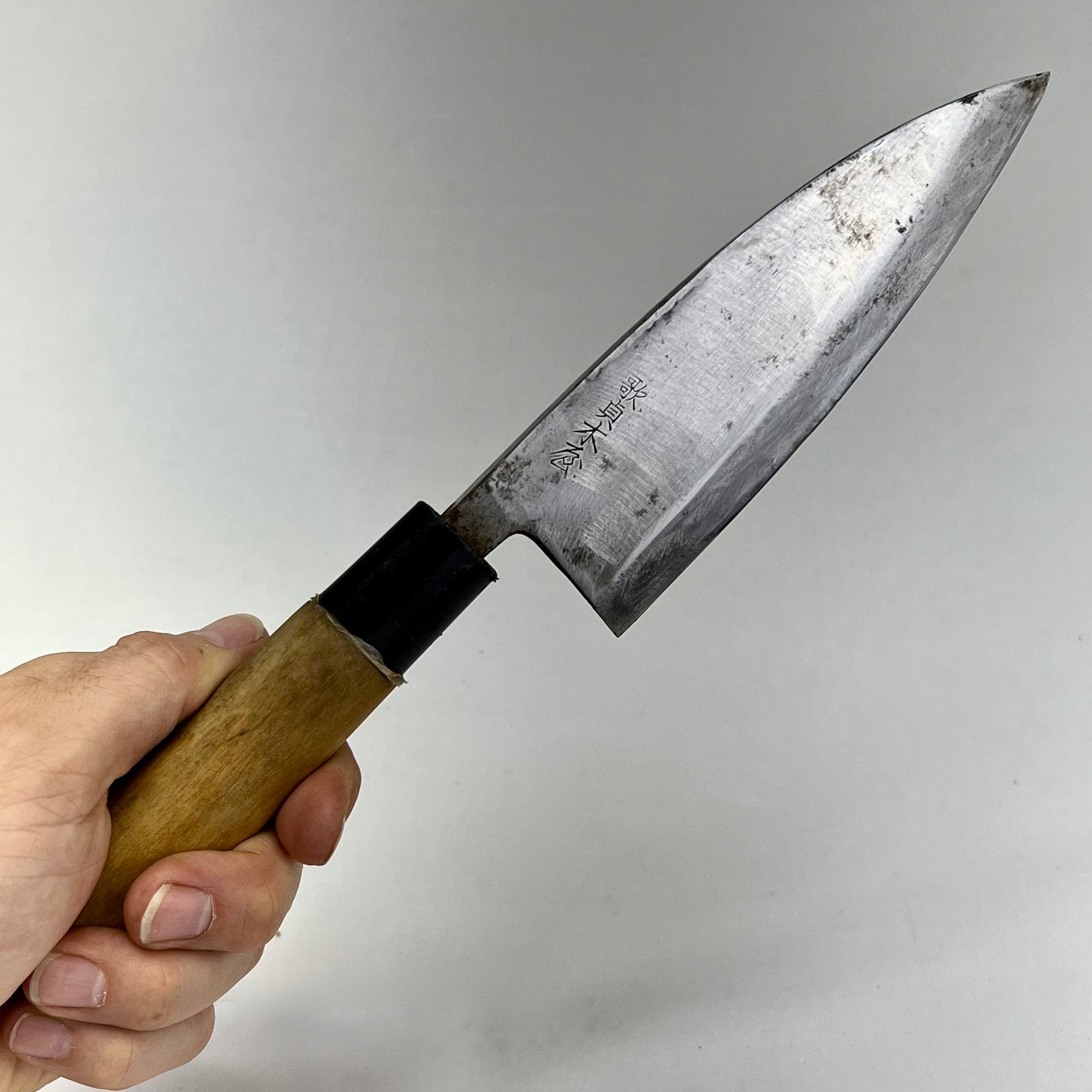 Vintage Japanese Signed 歌貞 Chef's Deba Hocho Sushi 6" Knife Laminated Samurai Steel