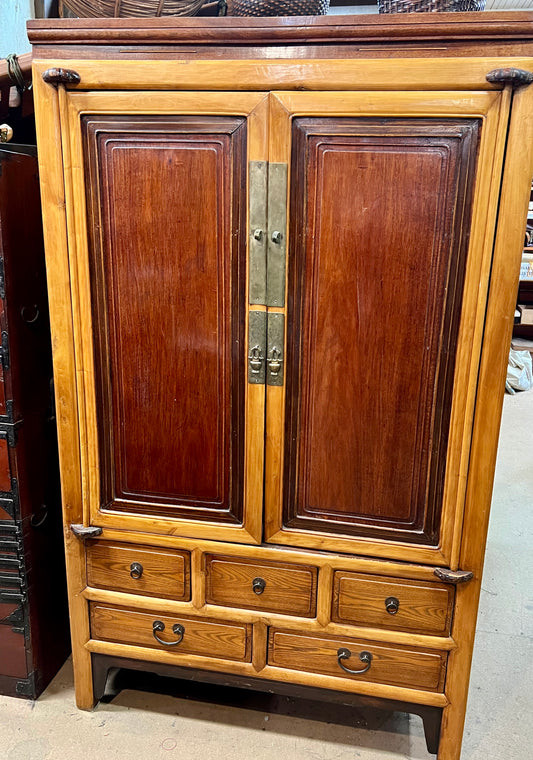 Antique Chinese Namwood Armoire 5 Drawers 43"W x 72"H
