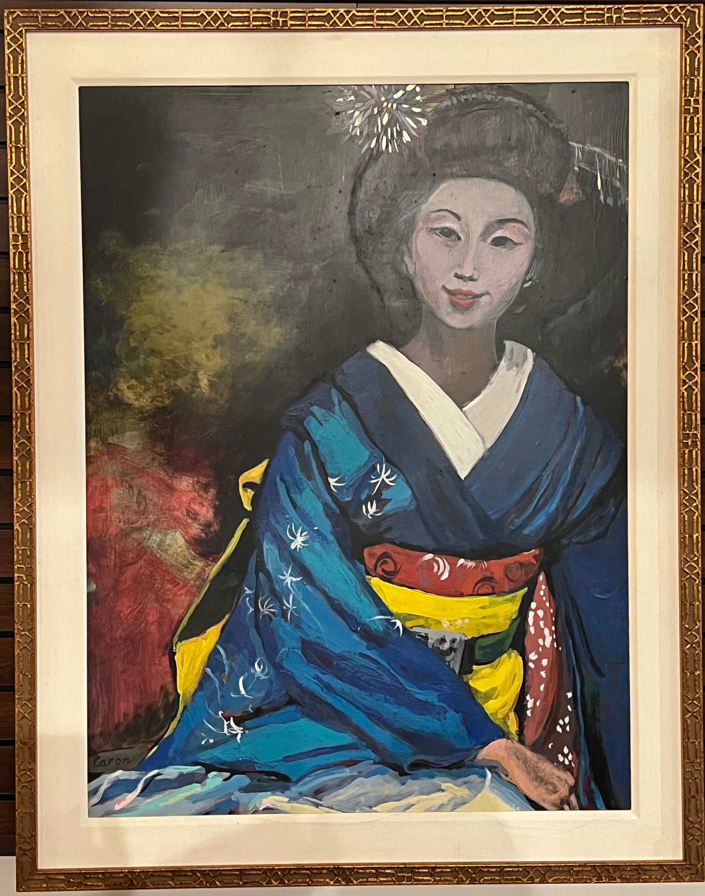 Sidonie Caron Framed Original Painting "Geisha II" 37.5"x48"