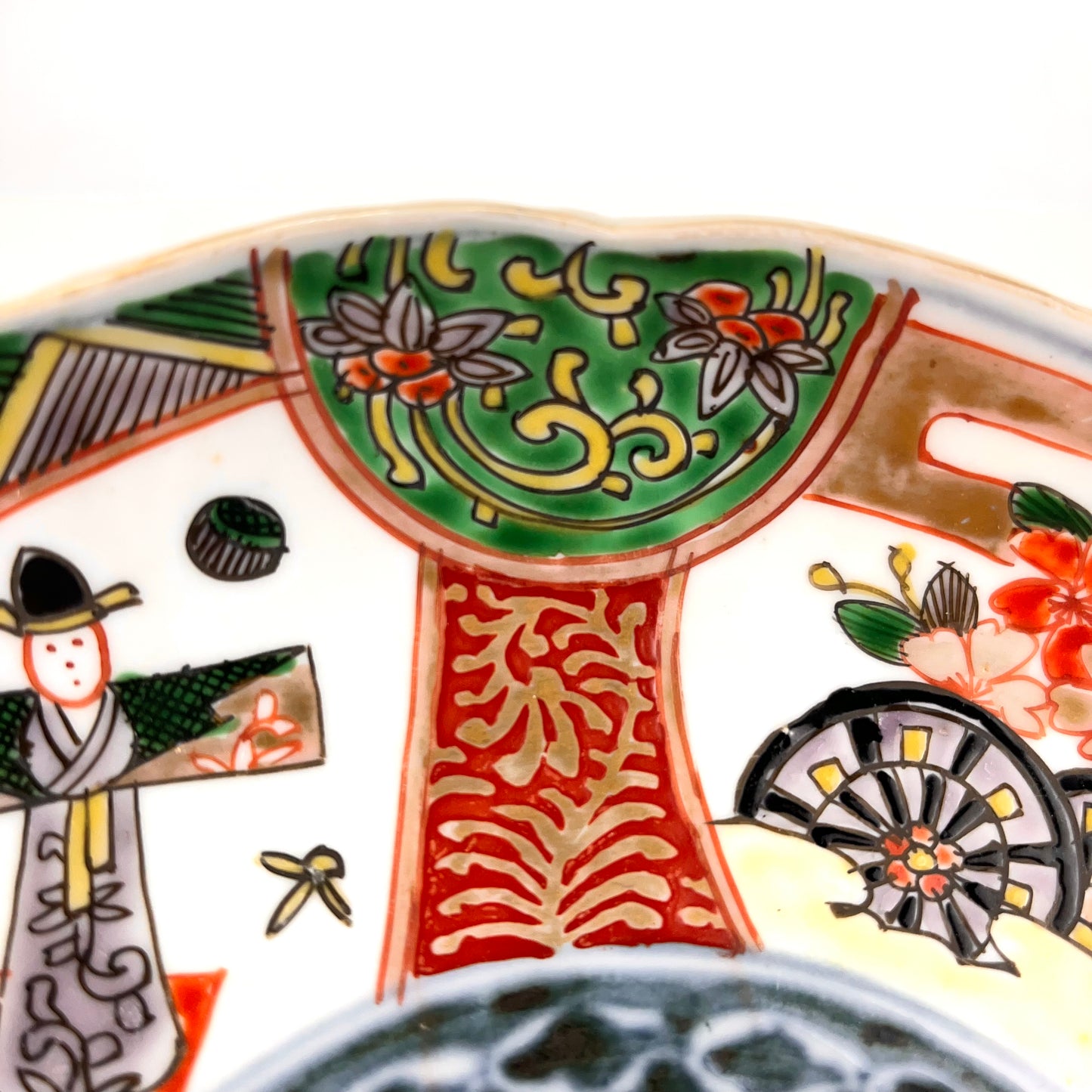 Antique Japanese Edo Era c1840 Imari Plate w/ Flowers&Courtiers. 6"