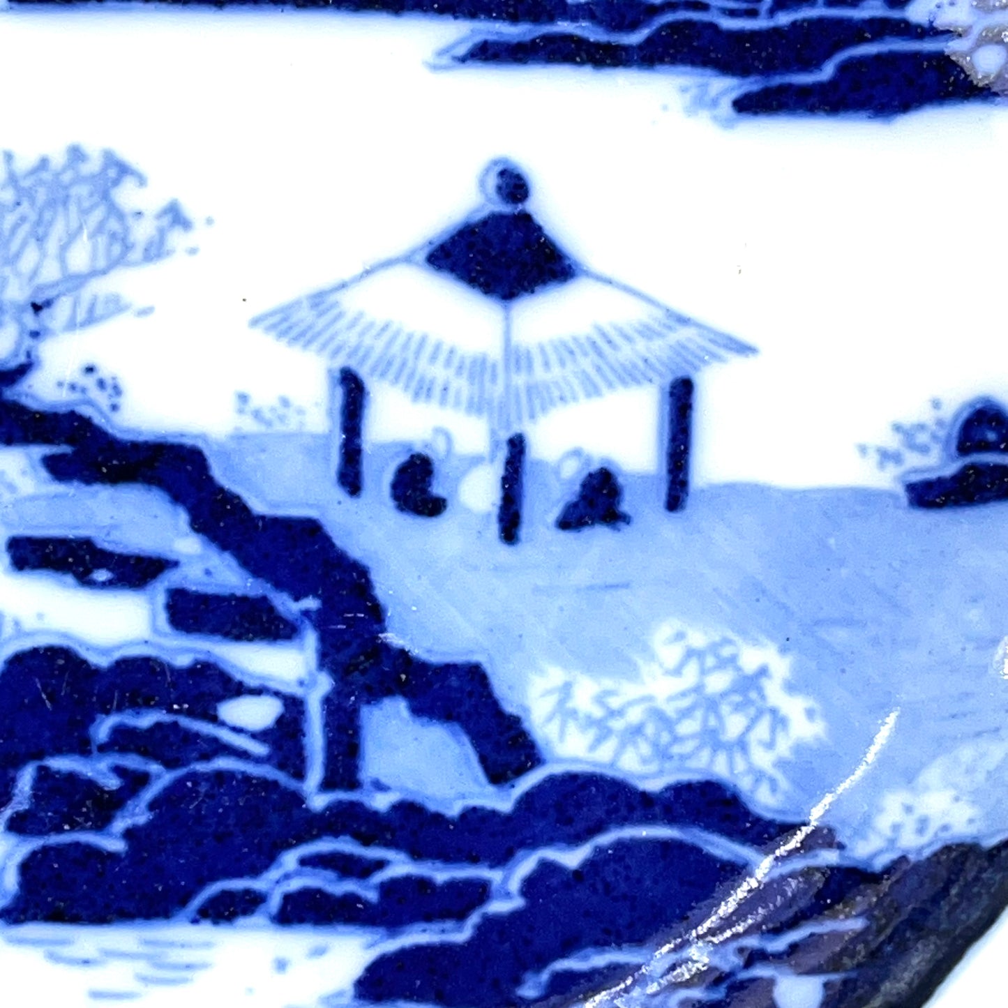 Antique c.1900 Meiji Era Japanese Ceramic Imari Plate Cranes w/ Landscape 6"