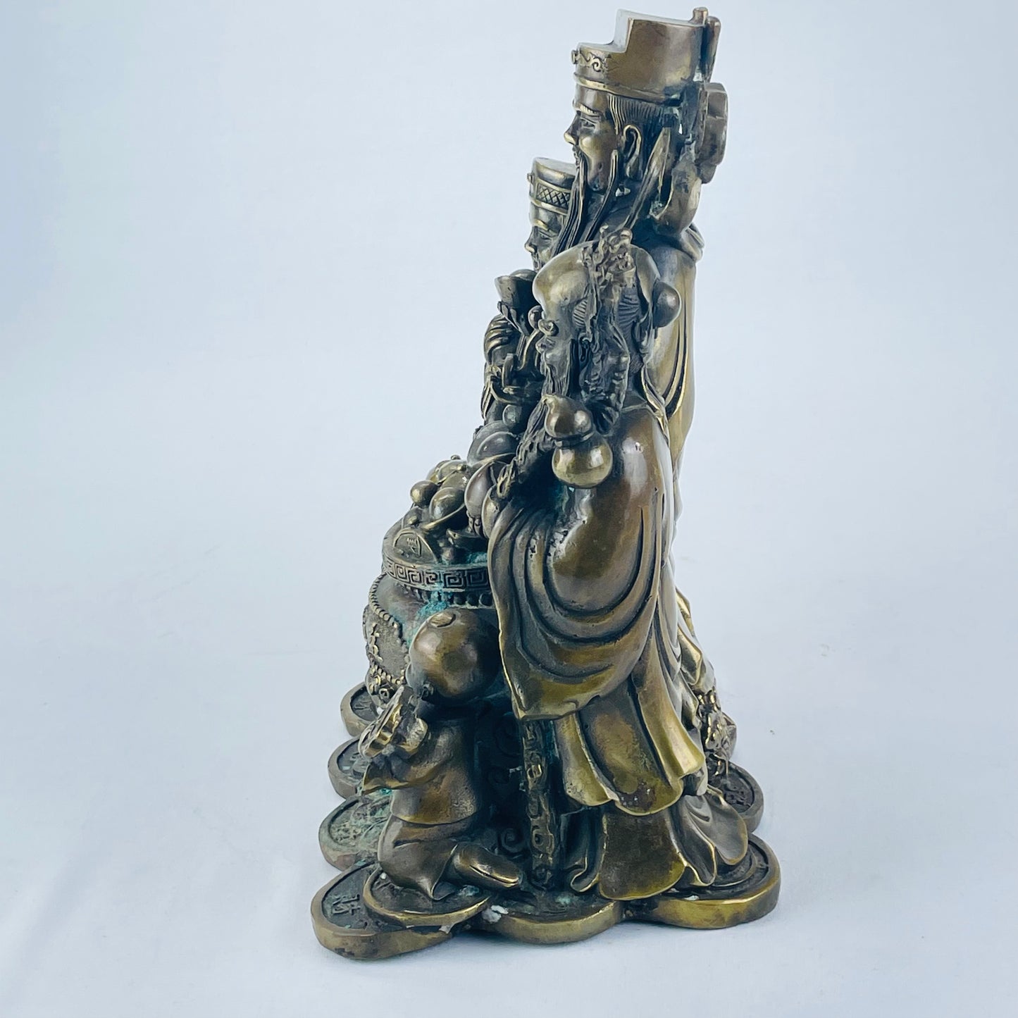 Vintage Chinese Bronze Statue Fu Lu Shu or San Xing