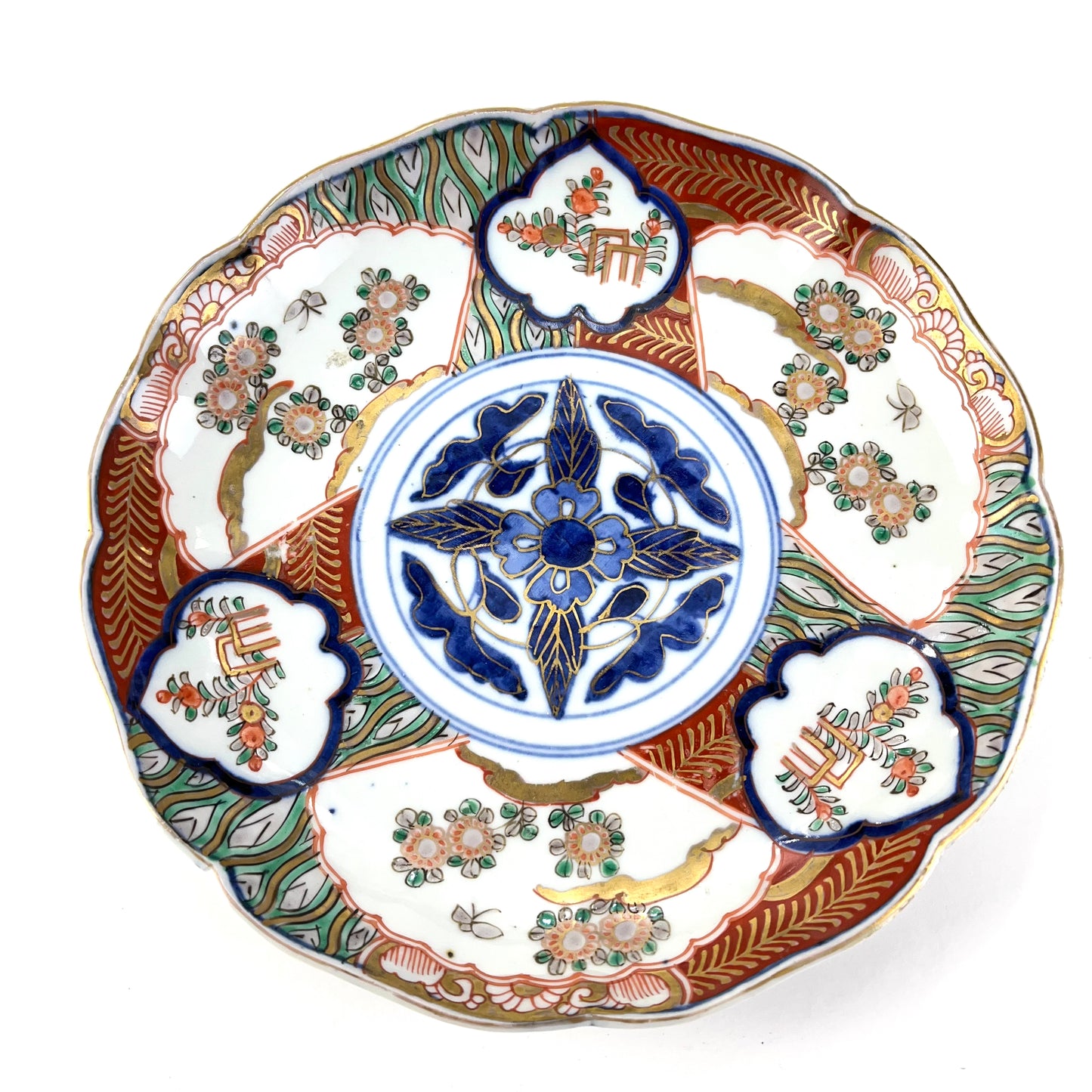 Antique Japanese Edo Era C1840 Imari Ceramic Shallow Bowl Shochikubai 6"
