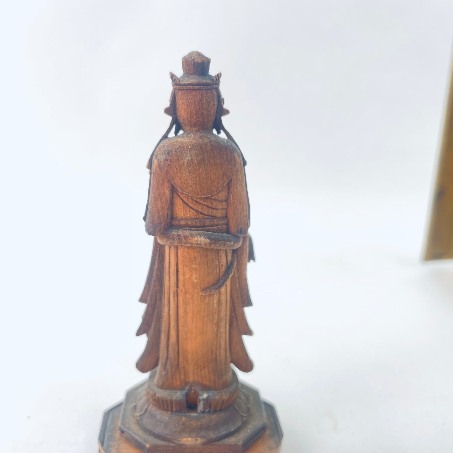 Antique Edo Period (18th C) Statue of Quan-Yin in an Armor Shrine Zushi 4"