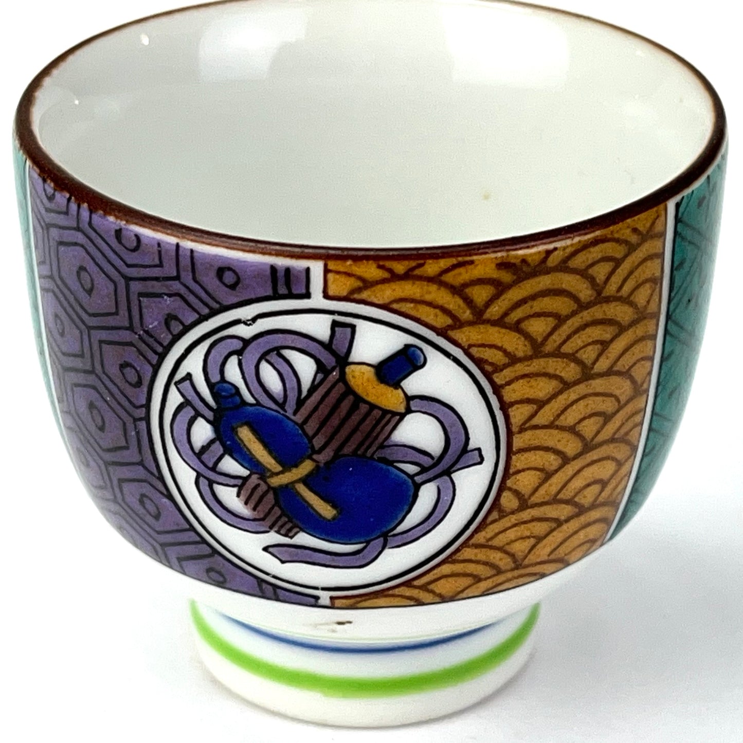 Vintage Japanese c. 1930 Kutani Ceramic Sakazuki Sake Cup